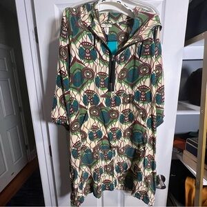 NWT Marni x H&M Hooded Green Anorak Style Silk Dress Size 8